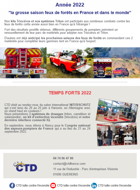 CTD Lutte contre l'incendie - Newsletter #2